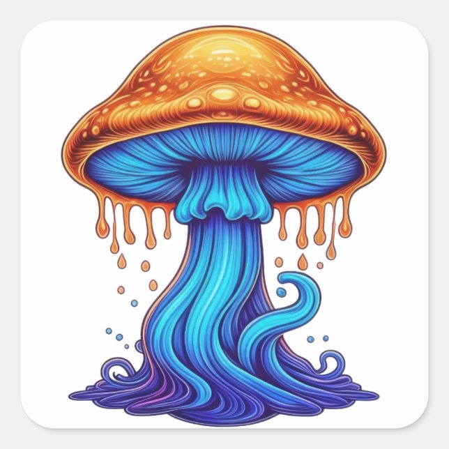 Sticker Carré Vibes de champignons fondus (Devant)