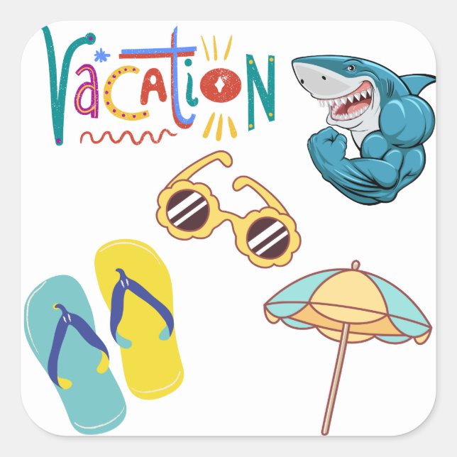 Sticker Carré vibes de vacances (Devant)