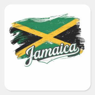 Sticker Carré Vibes de vacances du drapeau jamaïcain Rasta Rasta