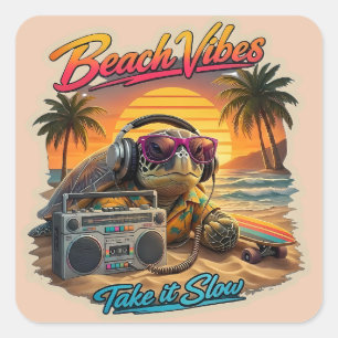 Sticker Carré Vibes Rétro de Turtle Beach - Graphique de Détente