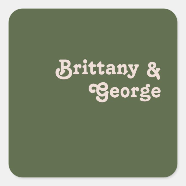 Sticker Carré Vibes rétro simples | Olive Mariage Enveloppe Phoq (Devant)