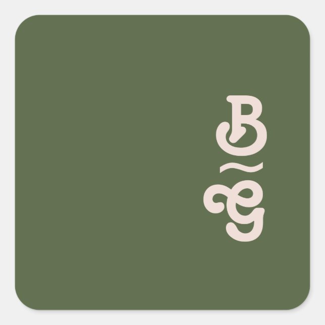 Sticker Carré Vibes rétro simples | Olive Monogramme Enveloppe P (Devant)