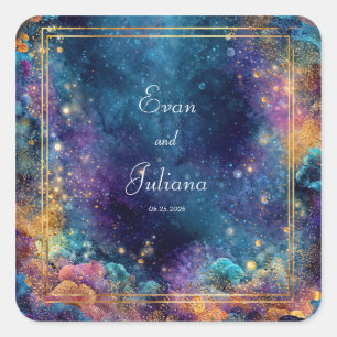 Sticker Carré Vibrant Mariage Galaxy