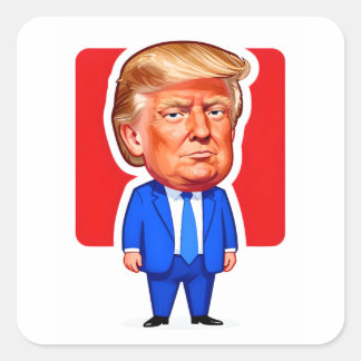 Sticker Carré Vibrant Pop‑Art Trump Caricature