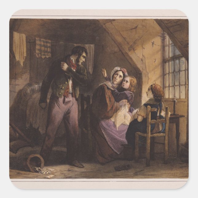 Sticker Carré Vice et vertu : Misère (Devant)