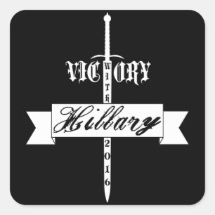 Sticker Carré Victoire avec Hillary - 2016