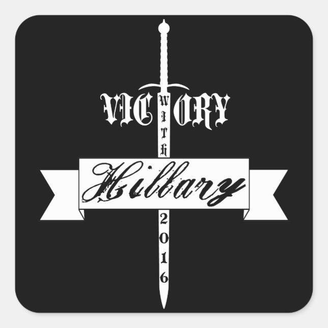 Sticker Carré Victoire avec Hillary - 2016 (Devant)