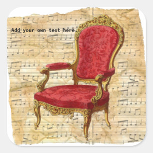 Sticker Carré Victorian Lounge Chair Musical Score Arrière - pla