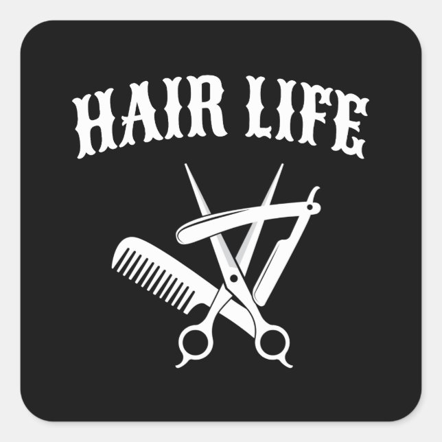 Sticker Carré Vie des cheveux - Coiffeur (Devant)
