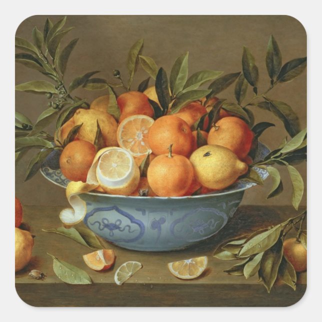 Sticker Carré Vie morte avec oranges et citrons (Devant)