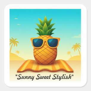 Sticker Carré "Vie rêveuse d'ananas"