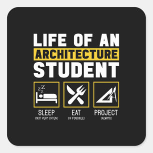 Sticker Carré Vie Sur Un Travail D'Architecte Étudiant En Archit
