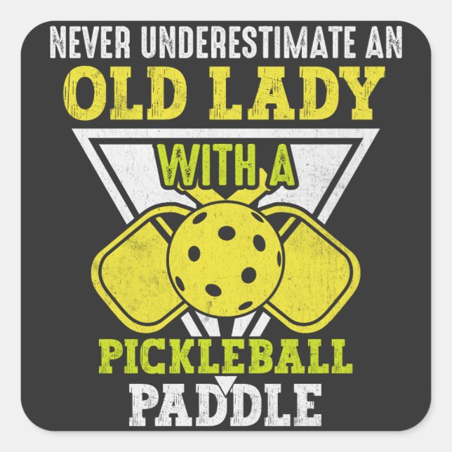 Sticker Carré Vielle Femme Aimer Pickleball Sport, Funny Pickleb (Devant)