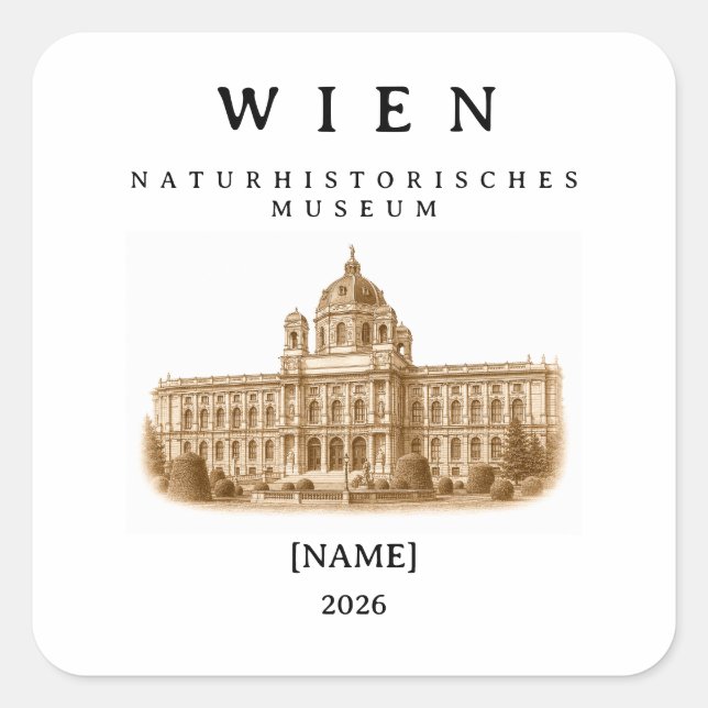 Sticker Carré Vienne Musée d'Histoire Naturelle | Nom & Année (Devant)