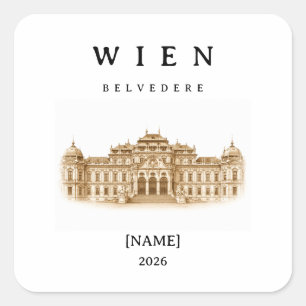 Sticker Carré Vienne personnalisée Belvedere Nom & Année