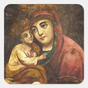 Sticker Carré Vierge de Pochayiv Icône ukrainienne