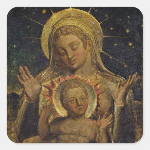 Sticker Carré Vierge et enfant, 1825 (température sur panneau)