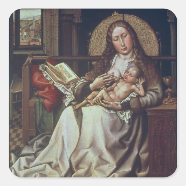 Sticker Carré Vierge et enfant avant un feu, c.1440 (Devant)