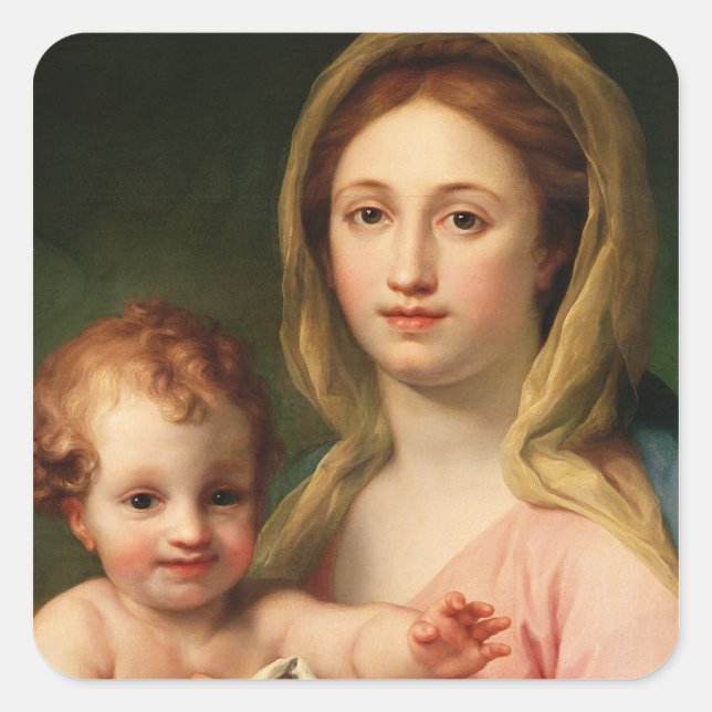 Sticker Carré Vierge et enfant avec deux anges, 1770-73 (Devant)