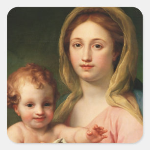 Sticker Carré Vierge et enfant avec deux anges, 1770-73