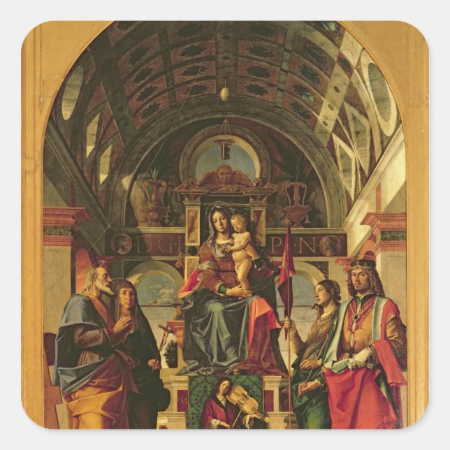 Sticker Carré Vierge et enfant avec saints, 1499 (Devant)