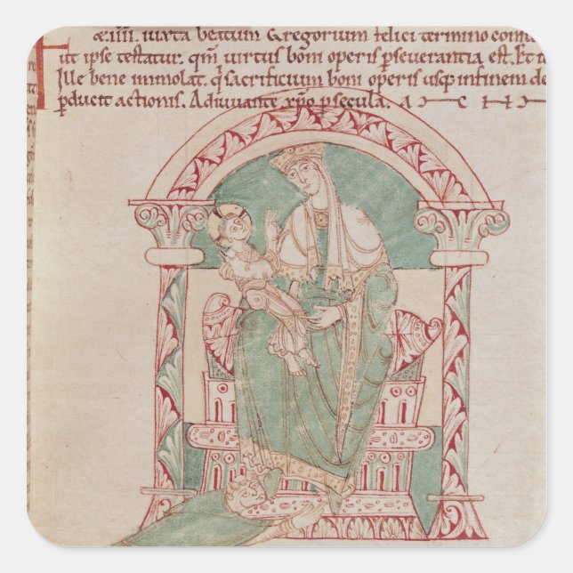 Sticker Carré Vierge et enfant avec St Gregory le Grand (Devant)