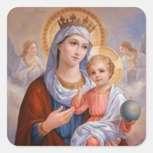 Sticker Carré Vierge Marie béni avec le bébé Jésus