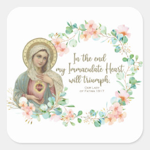 Sticker Carré Vierge Marie Fatima Immaculée Coeur Ukraine Russie
