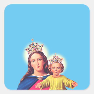 Sticker Carré Vierge Marie reine avec Jésus