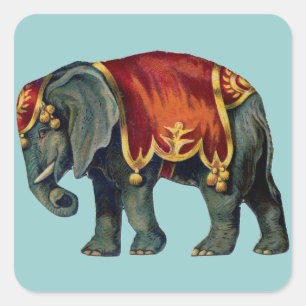 Sticker Carré Vieux Iustração de l'éléphant de cirque