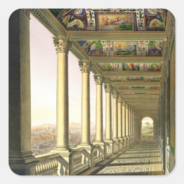 Sticker Carré View of the third floor Loggia at the Vatican (Devant)