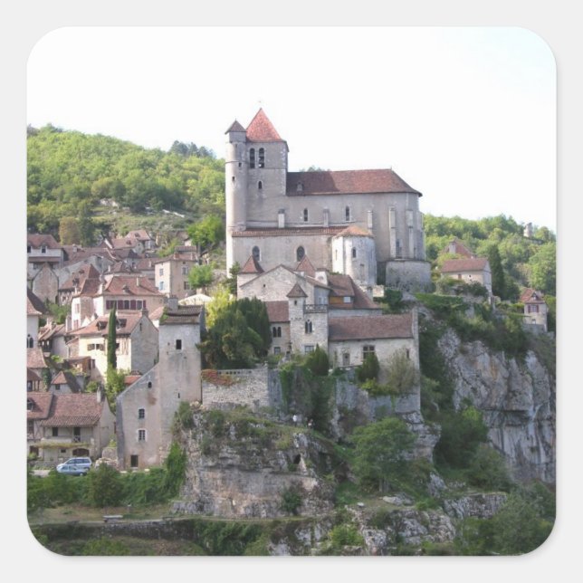 Sticker Carré View of the village and the church (Devant)
