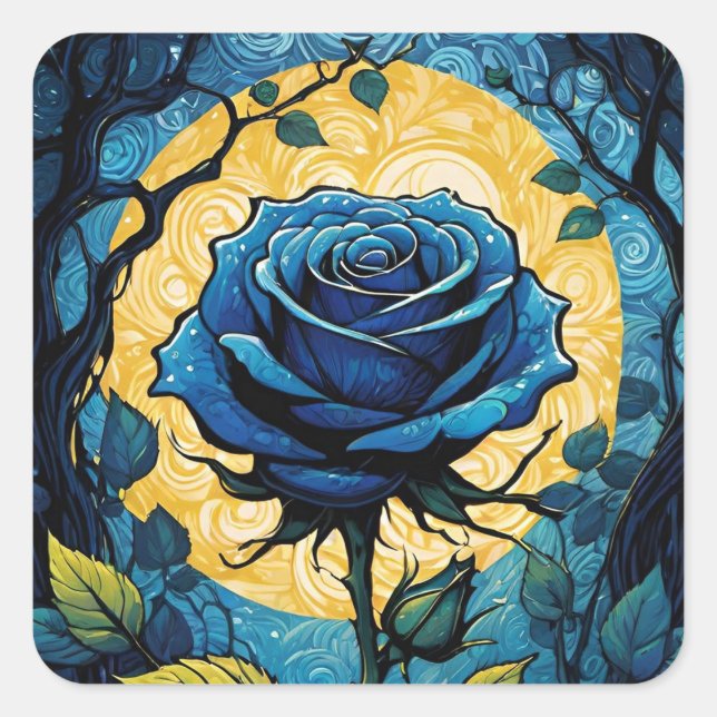 Sticker Carré Vignes Roses bleues 3 (Devant)