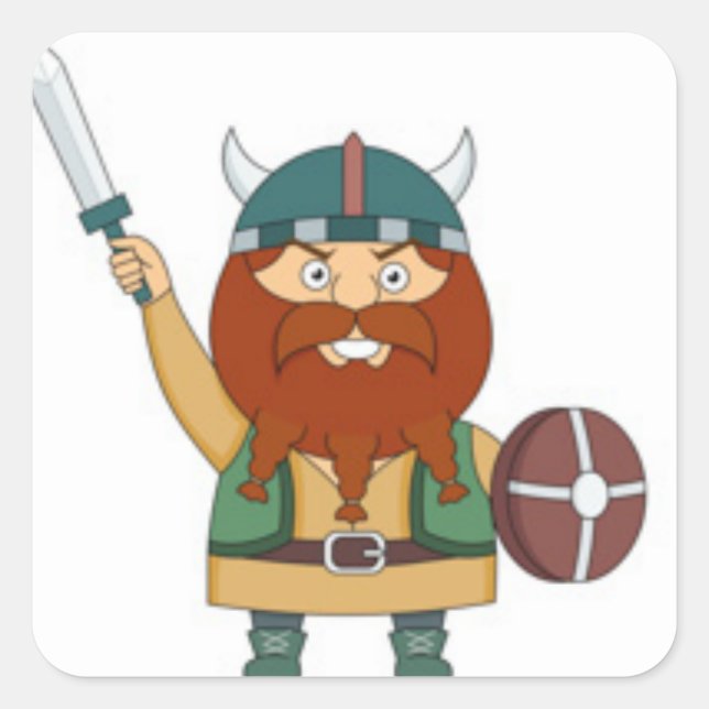 Sticker Carré Viking illustré (Devant)