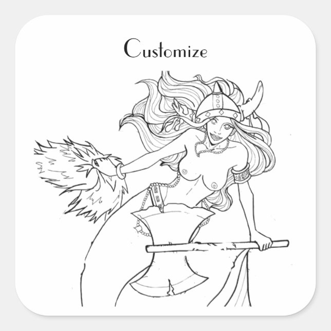 Sticker Carré Viking Mermaid Warrior Thunder_Cove (Devant)