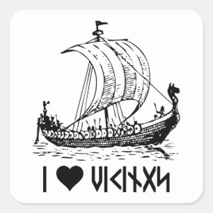 Sticker Carré Viking Ship