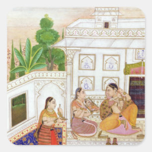 Sticker Carré Vilaval Ragini : Femme à sa toilette