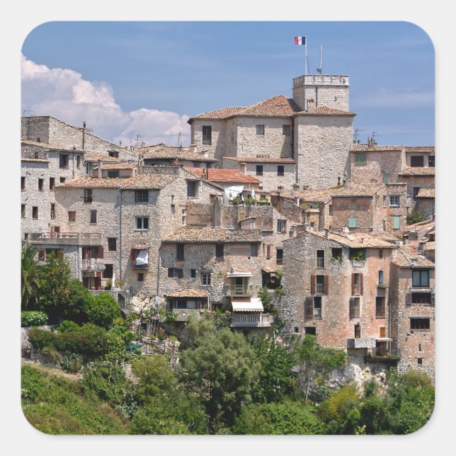 Sticker Carré Village de Tourrettes-sur-Loup en France Carte pos (Devant)