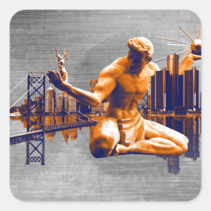 Sticker Carré Ville de Détroit