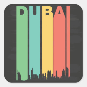 Sticker Carré Ville de Dubaï vintage