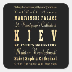 Sticker Carré Ville de Kiev d'art de typographie de l'Ukraine