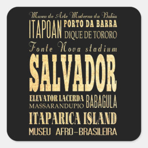 Sticker Carré Ville de Salvador de Brésil Typographie Art