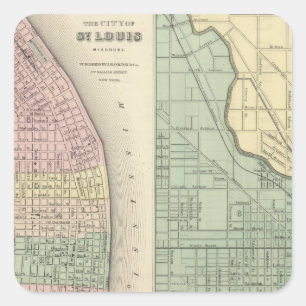 Sticker Carré Ville de St Louis, Missouri Ville de Chicago