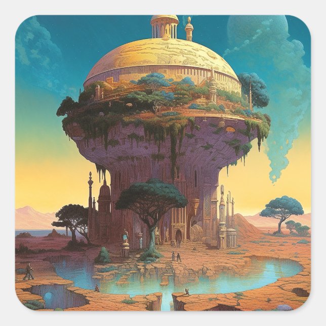 Sticker Carré Ville d'Imaginaire surréaliste (Devant)