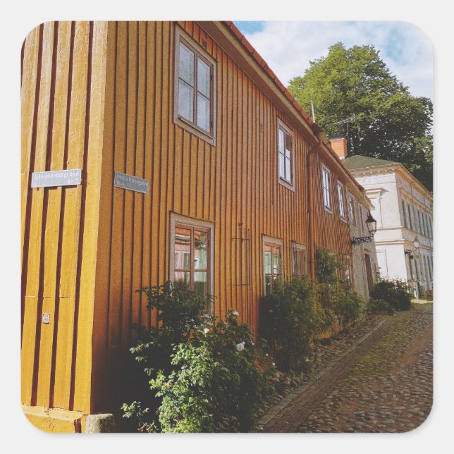 Sticker Carré Ville en bois de Nora (Devant)