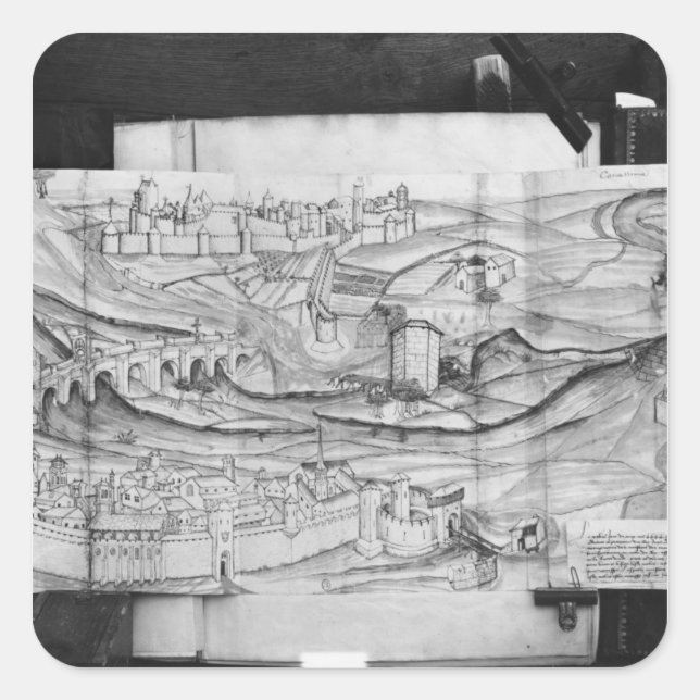 Sticker Carré Ville et village de Carcassonne, 1462 (Devant)