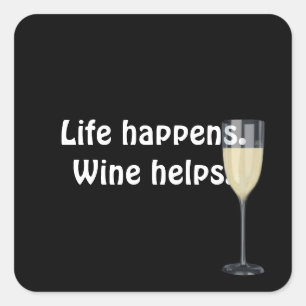Sticker Carré vin blanc avec citation noir