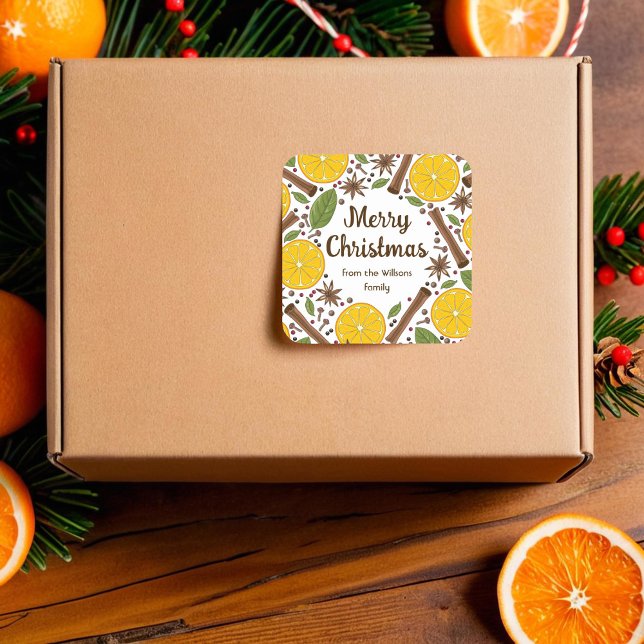 Sticker Carré Vin chaud de Noël blanc épicé (Christmas mulled wine spicy white square sticker)