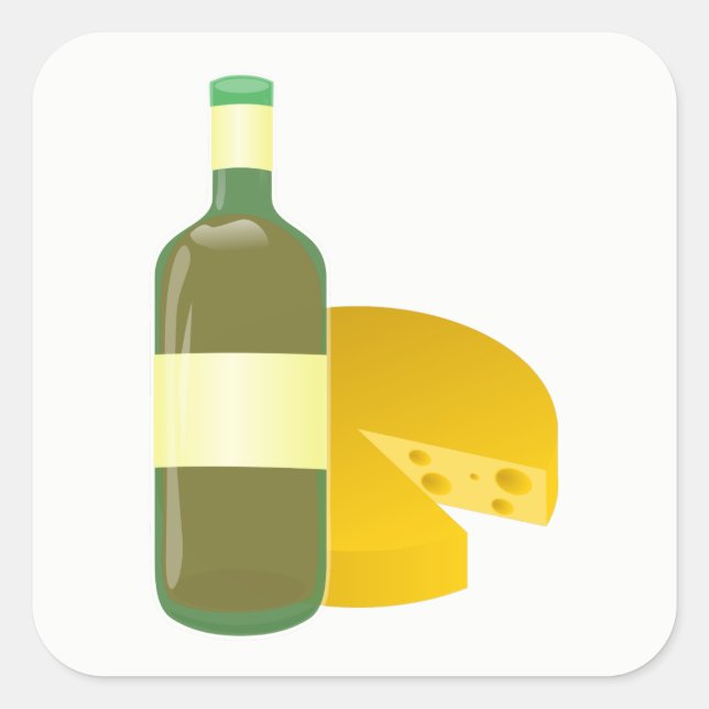 Sticker Carré Vin et fromage (Devant)