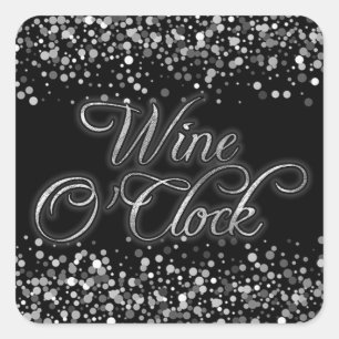 Sticker Carré Vin O'Clock Argent Étincelle
